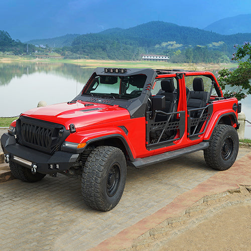 4-Door Running Boards & Tubular Half Doors Combo for 2020-2023 Jeep Gladiator - LandShaker 4x4 LSG.3009+7000 3