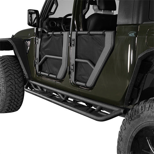 4-Door Running Boards & Tubular Half Doors Combo for 2020-2023 Jeep Gladiator - LandShaker 4x4 LSG.3009+7000 6