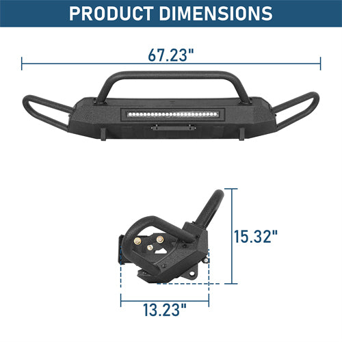 Blink Stubby Front Bumper w/ Side Tube Guard For 2016-2023 Toyota Tacoma - Landshaker4x4