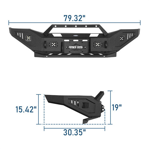 Front Bumper w/ Winch Plate & 4 LED Spotlights For 2006-2009 Ram 2500/3500 - Landshaker4x4