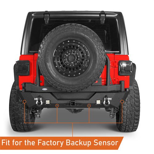 Rear Bumper w/ 2 Gasoline Fuel Cans & Tire Carrier For 2018-2025 Jeep Wrangler JL - LandShaker