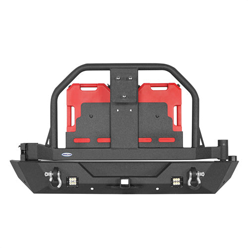 Rear Bumper w/ 2 Gasoline Fuel Cans & Tire Carrier For 2018-2025 Jeep Wrangler JL - LandShaker