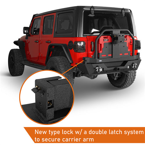 Rear Bumper w/ 2 Gasoline Fuel Cans & Tire Carrier For 2018-2025 Jeep Wrangler JL - LandShaker