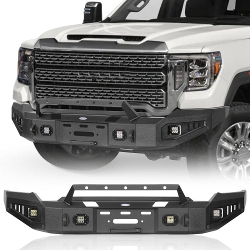 Aftermarkert Full-Width Front Bumper w/ Winch Plate for 2020-2023 GMC Sierra 2500HD/3500HD - LandShaker lsg9205s 1