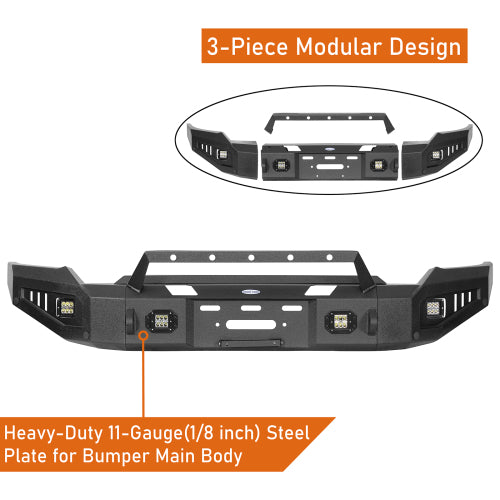 Aftermarkert Full-Width Front Bumper w/ Winch Plate for 2020-2023 GMC Sierra 2500HD/3500HD - LandShaker lsg9205s 11