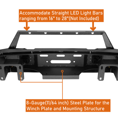 Aftermarkert Full-Width Front Bumper w/ Winch Plate for 2020-2023 GMC Sierra 2500HD/3500HD - LandShaker lsg9205s 12