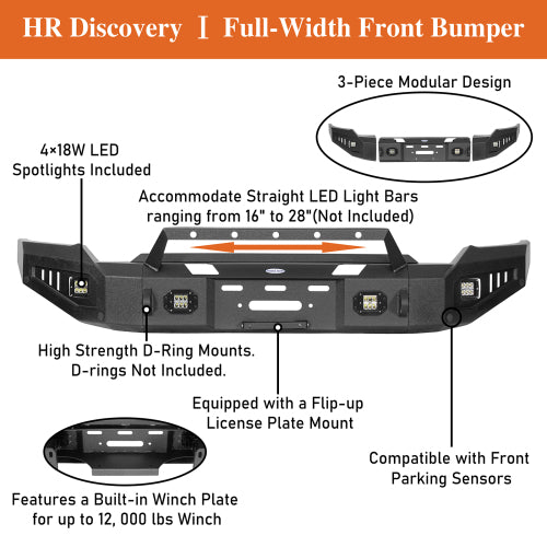 Aftermarkert Full-Width Front Bumper w/ Winch Plate for 2020-2023 GMC Sierra 2500HD/3500HD - LandShaker lsg9205s 13