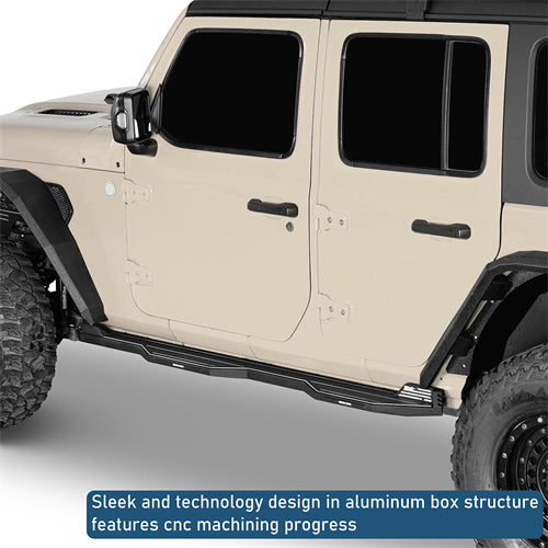 Aftermarket Aluminum Side Step Bars For 2018-2025 Jeep Wrangler JL 4-Door - LandShaker4x4