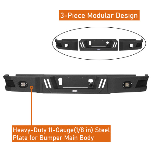 LandShaker Aftermarket Rear Bumper w/LED floodlights for 2020-2023 GMC Sierra 2500HD lsg9204 9