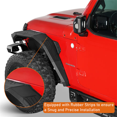 Road Trip Aluminum Front Fender Flares w/ LED Lights For 2018-2024 Jeep Wrangler JL & Gladiator JT - LandShaker-7