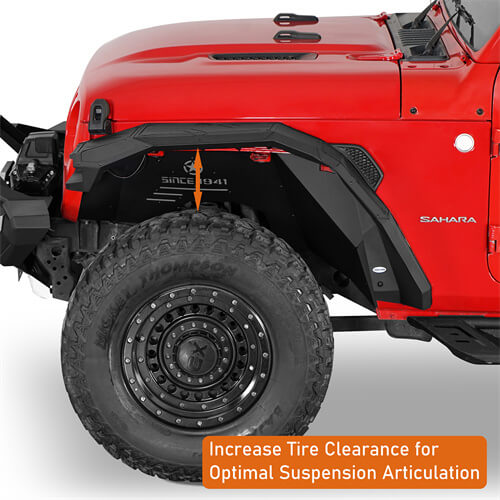 Road Trip Aluminum Front Fender Flares w/ LED Lights For 2018-2024 Jeep Wrangler JL & Gladiator JT - LandShaker-8