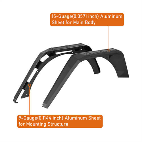 Road Trip Aluminum Rear Fender Flares For 2018-2024 Jeep Wrangler JL - LandShaker-lsg3077-8