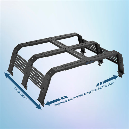18.8" High Overland Bed Rack For 2007-2023 Toyota Tundra / 2005-2023 Tacoma(6' Bed) / 2009-2023 Ford F-150 & Raptor / 2009-2023 Ram 1500 - Landshaker4x4