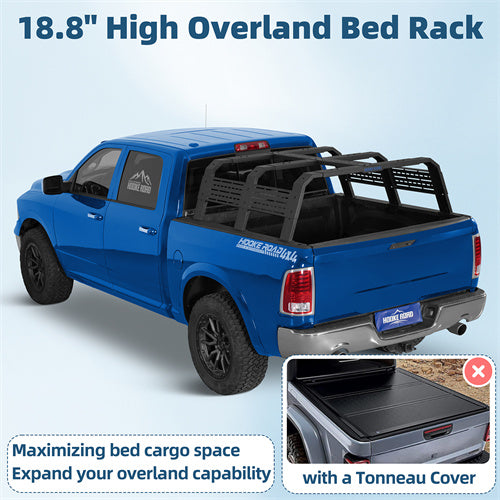 18.8" High Overland Bed Rack For 2007-2023 Toyota Tundra / 2005-2023 Tacoma(6' Bed) / 2009-2023 Ford F-150 & Raptor / 2009-2023 Ram 1500 - Landshaker4x4