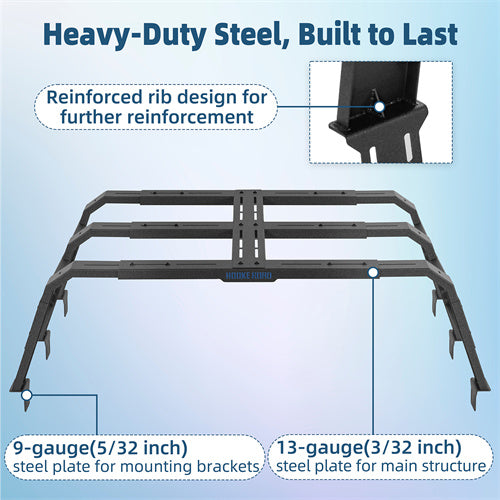 18.8" High Overland Bed Rack For 2007-2023 Toyota Tundra / 2005-2023 Tacoma(6' Bed) / 2009-2023 Ford F-150 & Raptor / 2009-2023 Ram 1500 - Landshaker4x4