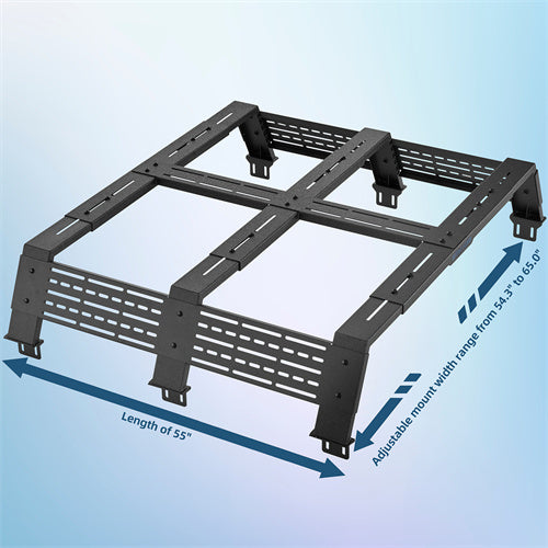12.2" High Overland Bed Rack For 2007-2023 Toyota Tundra / 2005-2023 Tacoma(6' Bed) / 2009-2023 Ford F-150 & Raptor / 2009-2003 Ram 1500 - Landshaker4x4