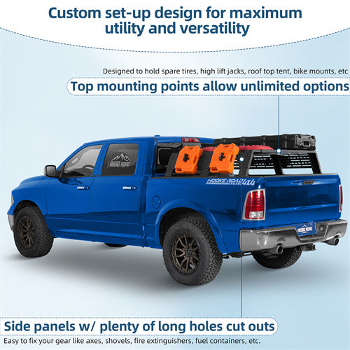 12.2" High Overland Bed Rack For 2007-2023 Toyota Tundra / 2005-2023 Tacoma(6' Bed) / 2009-2023 Ford F-150 & Raptor / 2009-2003 Ram 1500 - Landshaker4x4