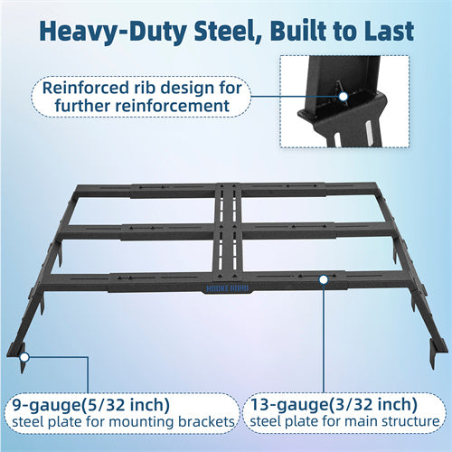 12.2" High Overland Bed Rack For 2007-2023 Toyota Tundra / 2005-2023 Tacoma(6' Bed) / 2009-2023 Ford F-150 & Raptor / 2009-2003 Ram 1500 - Landshaker4x4