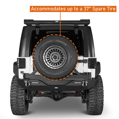 Blade Front Bumper w/ 60W Work Light Bar & Different Trail Rear Bumper w/Tire Carrier Combo Kit for 2007-2018 Jeep Wrangler JK JKU - LandShaker 4x4 LSG.2031+2029 12