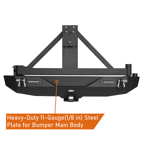 Blade Front Bumper w/ 60W Work Light Bar & Different Trail Rear Bumper w/Tire Carrier Combo Kit for 2007-2018 Jeep Wrangler JK JKU - LandShaker 4x4 LSG.2031+2029 15