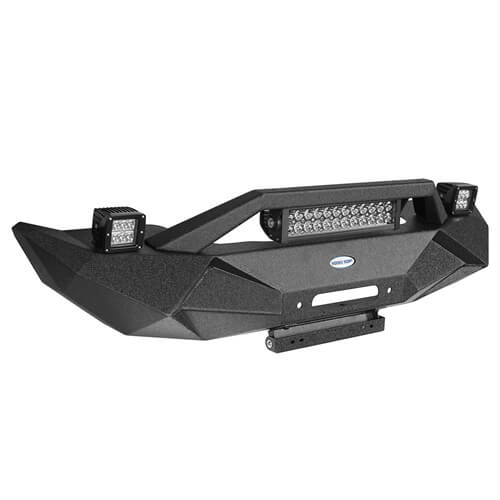 Blade Front Bumper w/ 60W Work Light Bar & Different Trail Rear Bumper w/Tire Carrier Combo Kit for 2007-2018 Jeep Wrangler JK JKU - LandShaker 4x4 LSG.2031+2029 18
