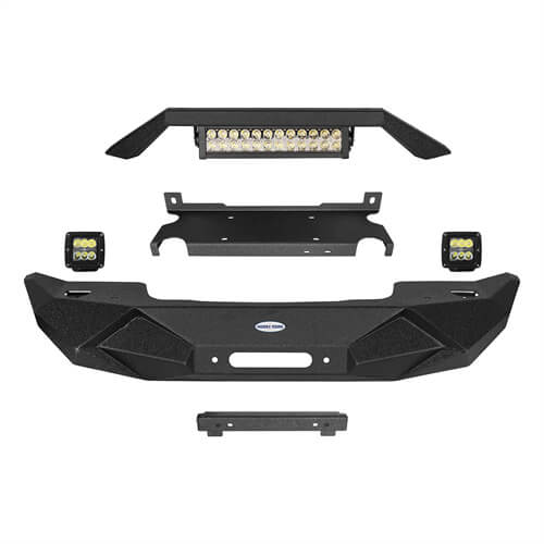 Blade Front Bumper w/ 60W Work Light Bar & Different Trail Rear Bumper w/Tire Carrier Combo Kit for 2007-2018 Jeep Wrangler JK JKU - LandShaker 4x4 LSG.2031+2029 20