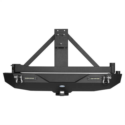 Blade Front Bumper w/ 60W Work Light Bar & Different Trail Rear Bumper w/Tire Carrier Combo Kit for 2007-2018 Jeep Wrangler JK JKU - LandShaker 4x4 LSG.2031+2029 21