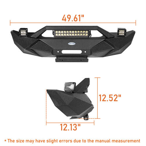 Blade Front Bumper w/ 60W Work Light Bar & Different Trail Rear Bumper w/Tire Carrier Combo Kit for 2007-2018 Jeep Wrangler JK JKU - LandShaker 4x4 LSG.2031+2029 26