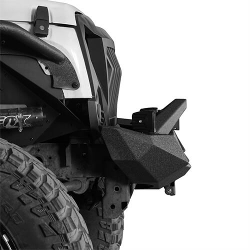Blade Front Bumper w/ 60W Work Light Bar & Different Trail Rear Bumper w/Tire Carrier Combo Kit for 2007-2018 Jeep Wrangler JK JKU - LandShaker 4x4 LSG.2031+2029 5