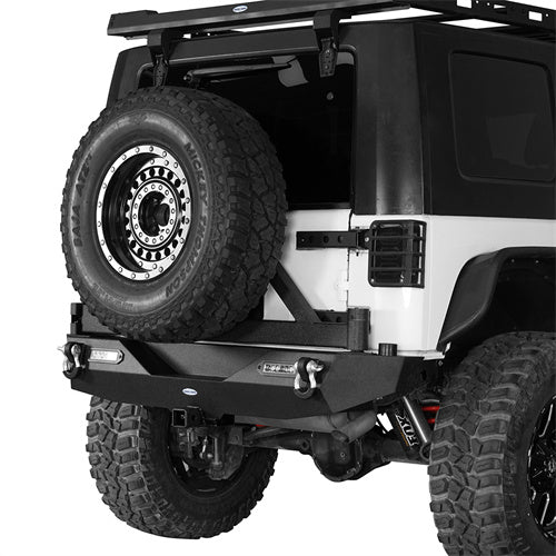 Blade Front Bumper w/ 60W Work Light Bar & Different Trail Rear Bumper w/Tire Carrier Combo Kit for 2007-2018 Jeep Wrangler JK JKU - LandShaker 4x4 LSG.2031+2029 6