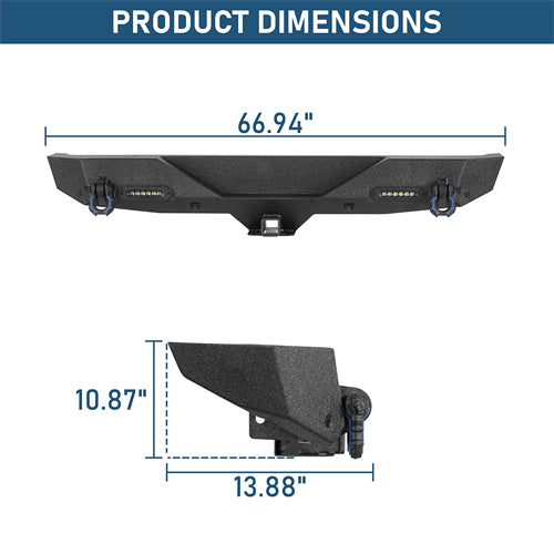 Off-Road Rear Bumper w/ LED spotlights For 2018-2024 Jeep Wrangler JL - LandShaker