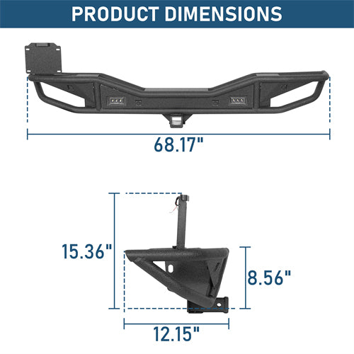 Rock Crawler Rear Bumper For 2018-2026 Jeep Wrangler JL - Landshaker4x4