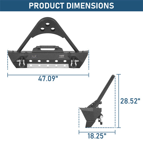 Stubby Front Bumper For 2018-2026 Jeep Wrangler JL & Gladiator JT - Landshaker4x4