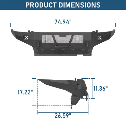Grizzly Series Full-Width Front Bumper w/ LED Lights For 2012-2015 Toyota Tacoma - Landshaker4x4