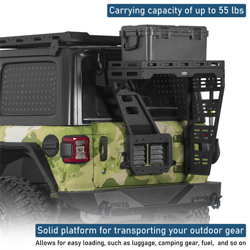 Tailgate Basket Rear Cargo Rack System For 2018-2025 Jeep Wrangler JL - Landshaker4x4