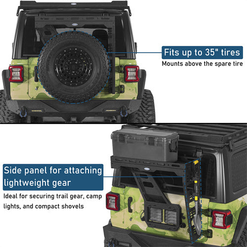 Tailgate Basket Rear Cargo Rack System For 2018-2025 Jeep Wrangler JL - Landshaker4x4