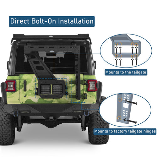 Tailgate Basket Rear Cargo Rack System For 2018-2025 Jeep Wrangler JL - Landshaker4x4
