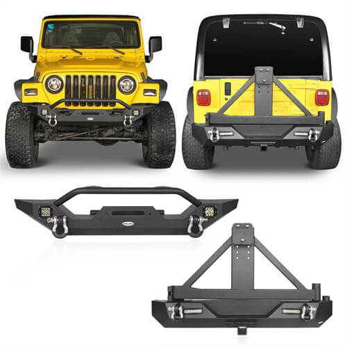 Different Trail Front Bumper & Rear Bumper Combo for 1997-2006 Jeep Wrangler TJ - LandShaker 4x4 LSG.1010+LSG.1012 1