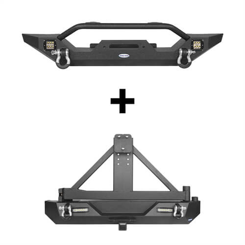 Different Trail Front Bumper & Rear Bumper Combo for 1997-2006 Jeep Wrangler TJ - LandShaker 4x4 LSG.1010+LSG.1012 2