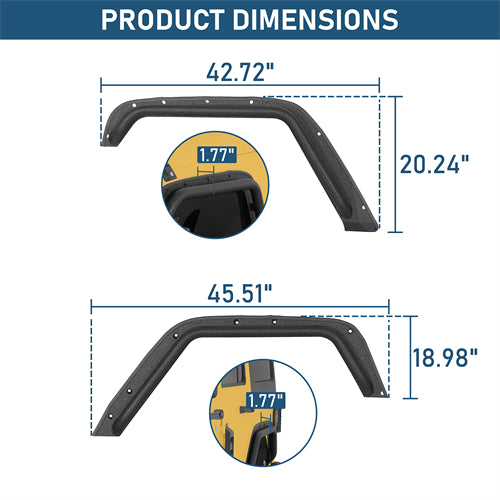 Front & Rear Fender Flare Delete Kit For 2007-2018 Jeep Wrangler JK - Landshaker4x4