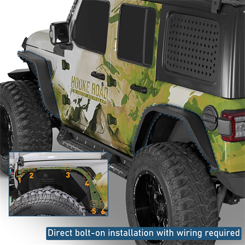 Front & Rear Fender Flares Kit For 2018-2025 Jeep Wrangler JL - Landshaker4x4