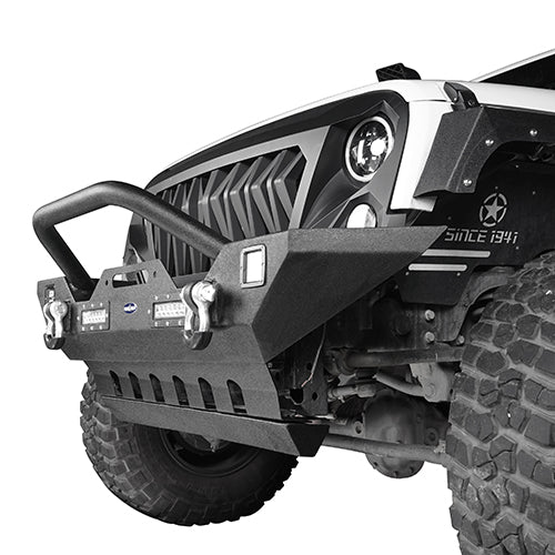 Jeep JK Mid Width Front Bumper & Rear Bumper & Front Skid Plate for 2007-2018 Jeep Wrangler JK - LandShaker 4x4 LSG.3018+2030+2042 10