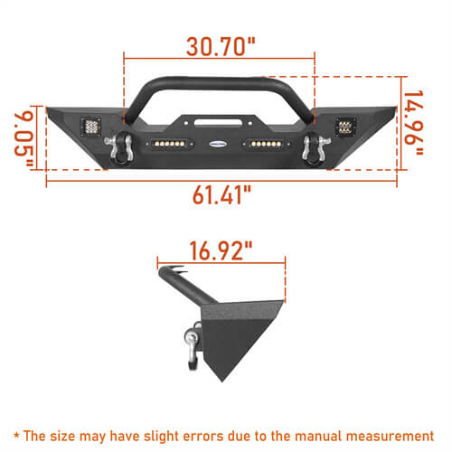 Jeep JK Mid Width Front Bumper & Rear Bumper & Front Skid Plate for 2007-2018 Jeep Wrangler JK - LandShaker 4x4 LSG.3018+2030+2042 29
