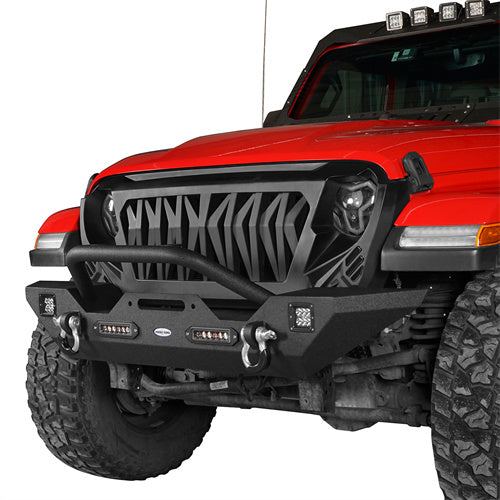 Jeep JK Mid Width Front Bumper & Rear Bumper & Front Skid Plate for 2007-2018 Jeep Wrangler JK - LandShaker 4x4 LSG.3018+2030+2042 3