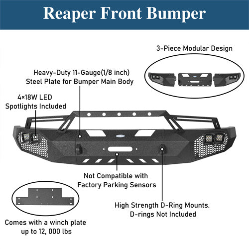Full Width Front Bumper w/Grill Guard(09-14 Ford F-150, Excluding Raptor)-LandShaker
