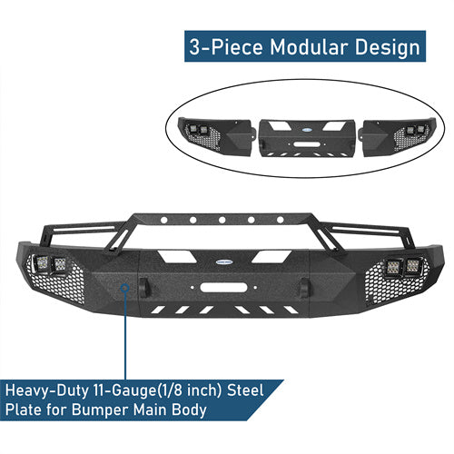 Full Width Front Bumper w/Grill Guard(09-14 Ford F-150, Excluding Raptor)-LandShaker