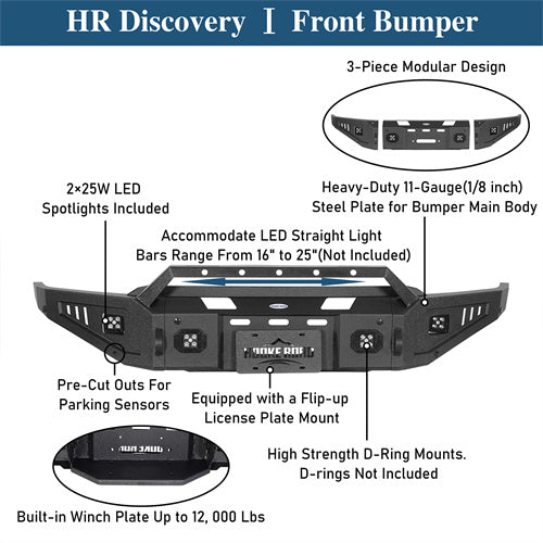 Discovery Ⅰ Front Bumper w/ LED Spotlights For 2021-2023 Ford F-150 (Excluding Raptor) - LandShaker