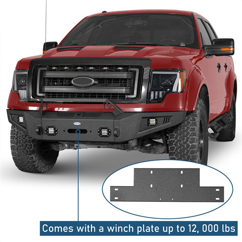 Full Width Front Bumper with Angled Hoop(09-14 Ford F-150,Excluding Raptor)-LandShaker