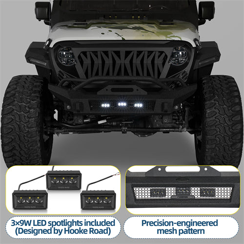 Horn Front Bumper For 2018-2025 Jeep Wrangler JL / Gladiator JT - Landshaker4x4
