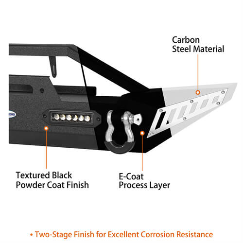 Blade Master Stubby Front Bumper w/Winch Plate & LED Accent Lights For 1987-2006 Jeep Wrangler TJ YJ-LandShaker